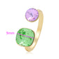 Anillo de Aleación Bañado en Oro con Cristal Emporia® Verde y Cristal Emporia® Púrpura