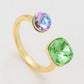 Anillo de Aleación Bañado en Oro con Cristal Emporia® Verde y Cristal Emporia® Púrpura