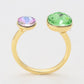 Anillo de Aleación Bañado en Oro con Cristal Emporia® Verde y Cristal Emporia® Púrpura