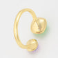 Anillo de Aleación Bañado en Oro con Cristal Emporia® Verde y Cristal Emporia® Púrpura