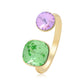 Anillo de Aleación Bañado en Oro con Cristal Emporia® Verde y Cristal Emporia® Púrpura