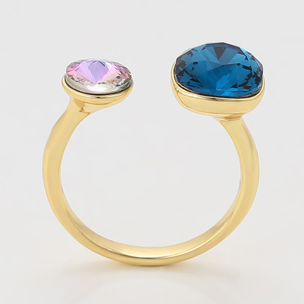 Anillo de Aleación Bañado en Oro con Cristal Emporia® Púrpura y Cristal Emporia® Azul 4 