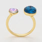 Anillo de Aleación Bañado en Oro con Cristal Emporia® Púrpura y Cristal Emporia® Azul