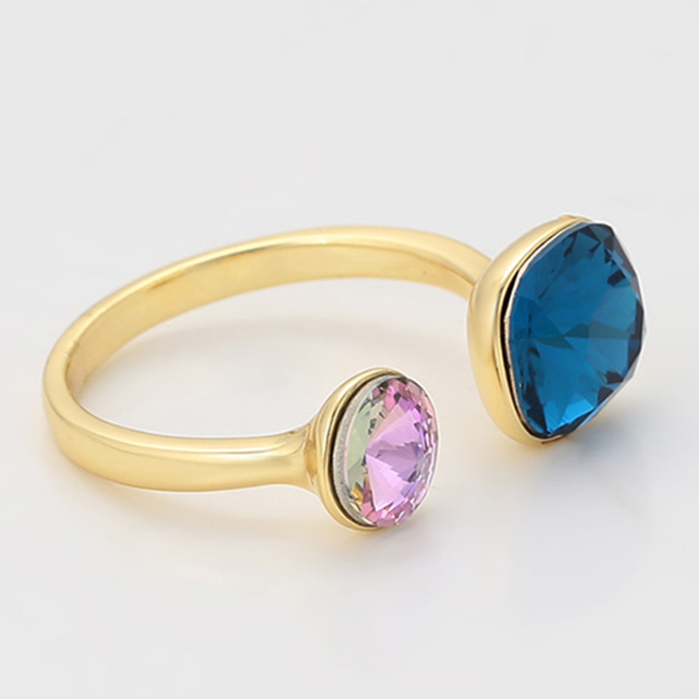 Anillo de Aleación Bañado en Oro con Cristal Emporia® Púrpura y Cristal Emporia® Azul 6 