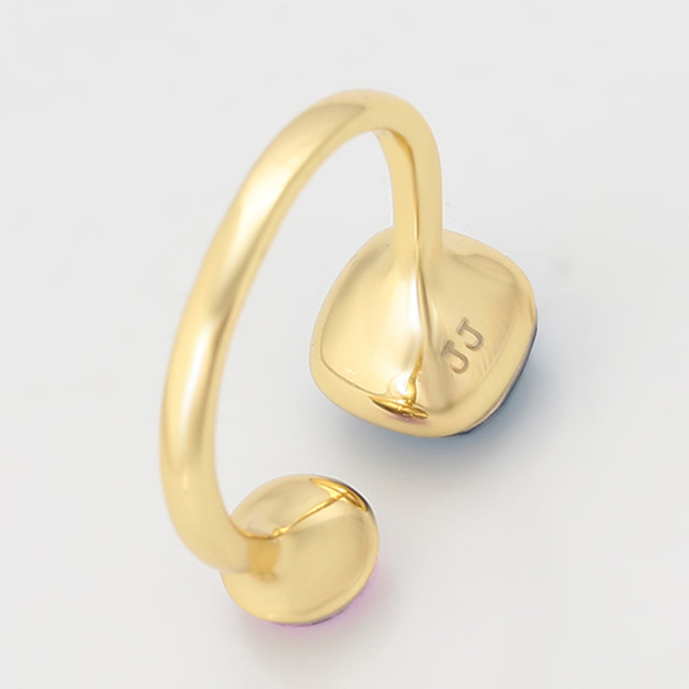 Anillo de Aleación Bañado en Oro con Cristal Emporia® Púrpura y Cristal Emporia® Azul 7 
