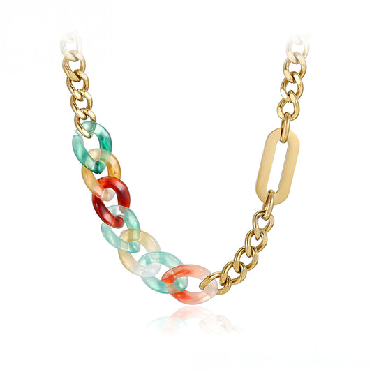 Collar de Aleación Bañado en Oro con Cristal Emporia® Rojo y Cristal Emporia® Azul