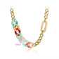 Collar de Aleación Bañado en Oro con Cristal Emporia® Rojo y Cristal Emporia® Azul