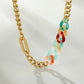 Collar de Aleación Bañado en Oro con Cristal Emporia® Rojo y Cristal Emporia® Azul
