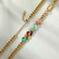 Collar de Aleación Bañado en Oro con Cristal Emporia® Rojo y Cristal Emporia® Azul