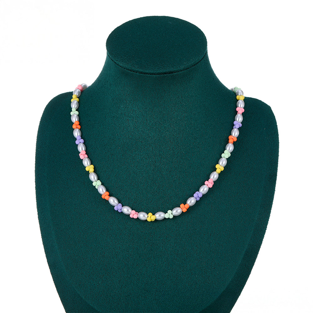 Collar de Aleación Bañado en Oro con Perla de cristal 8 