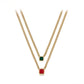 Collar de Aleación Bañado en Oro con Cristal Emporia® Rojo y Cristal Emporia® Verde