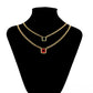 Collar de Aleación Bañado en Oro con Cristal Emporia® Rojo y Cristal Emporia® Verde