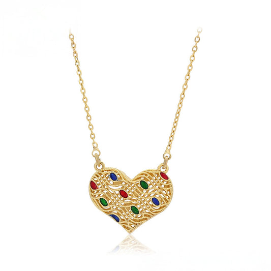 Collar de Aleación Bañado en Oro con Cristal Emporia® Rojo y Cristal Emporia® Verde