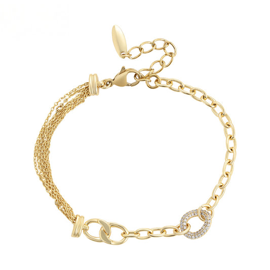 Pulsera de Aleación Bañado en Oro con Cristal Emporia® Blanco