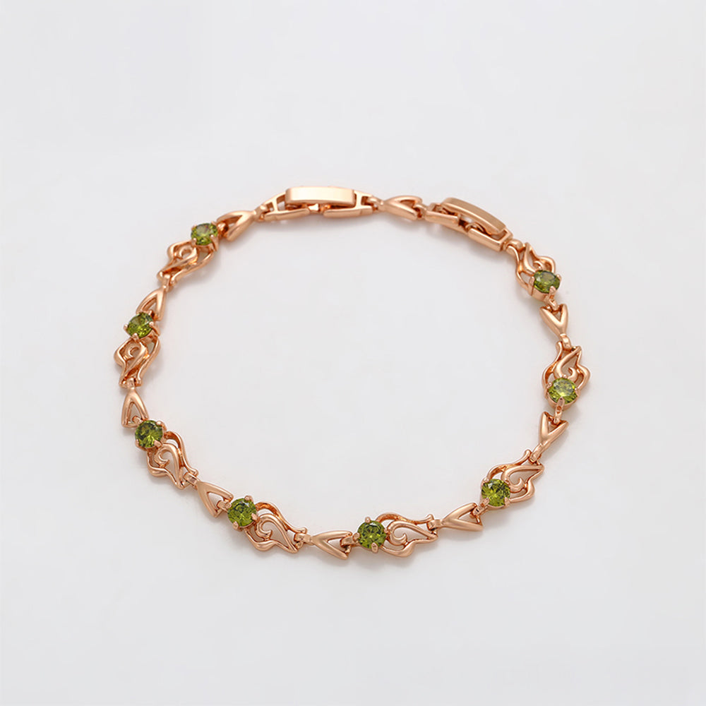Pulsera de Aleación Bañado en Oro con Cristal Emporia® Verde 3 
