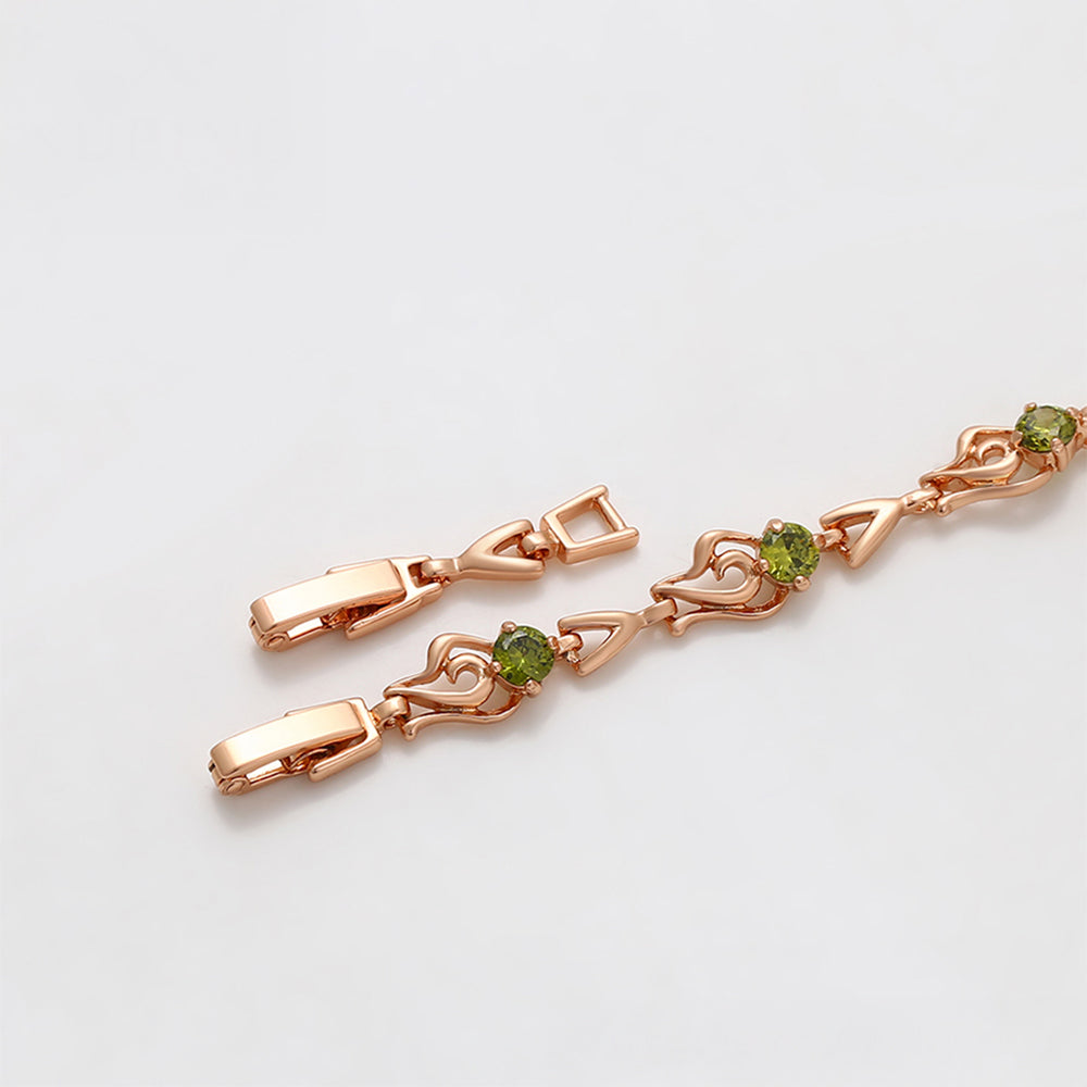 Pulsera de Aleación Bañado en Oro con Cristal Emporia® Verde 8 