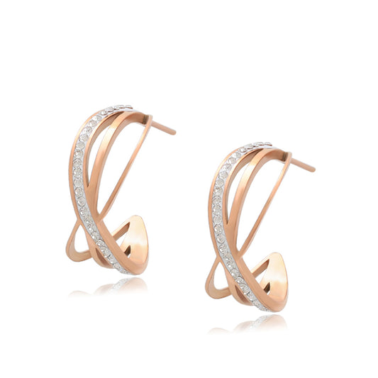 Pendientes de Aleación Bañado en Oro con Cristal Emporia® Blanco