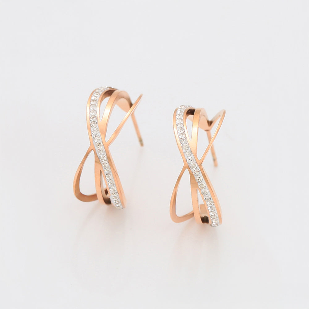 Pendientes de Aleación Bañado en Oro con Cristal Emporia® Blanco 3 