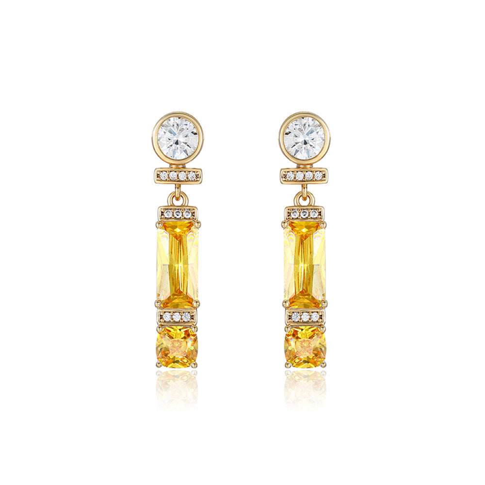 Pendientes de Aleación Bañado en Oro con Cristal Emporia® Amarillo y Cristal Emporia® Blanco