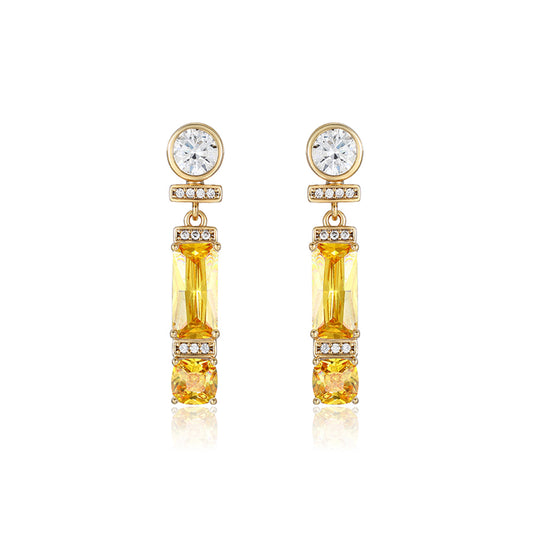 Pendientes de Aleación Bañado en Oro con Cristal Emporia® Amarillo y Cristal Emporia® Blanco