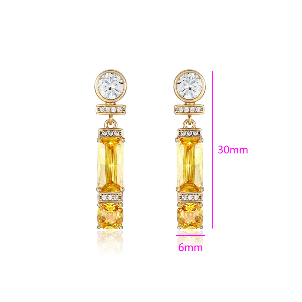 Pendientes de Aleación Bañado en Oro con Cristal Emporia® Amarillo y Cristal Emporia® Blanco