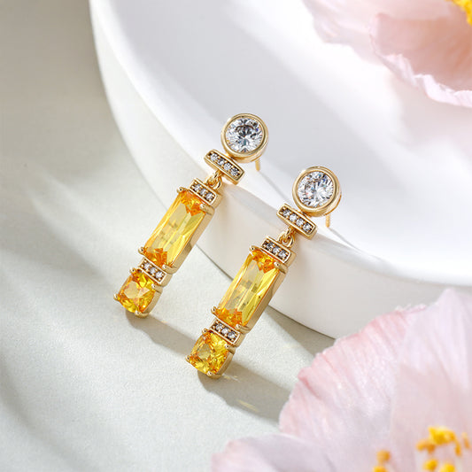 Pendientes de Aleación Bañado en Oro con Cristal Emporia® Amarillo y Cristal Emporia® Blanco