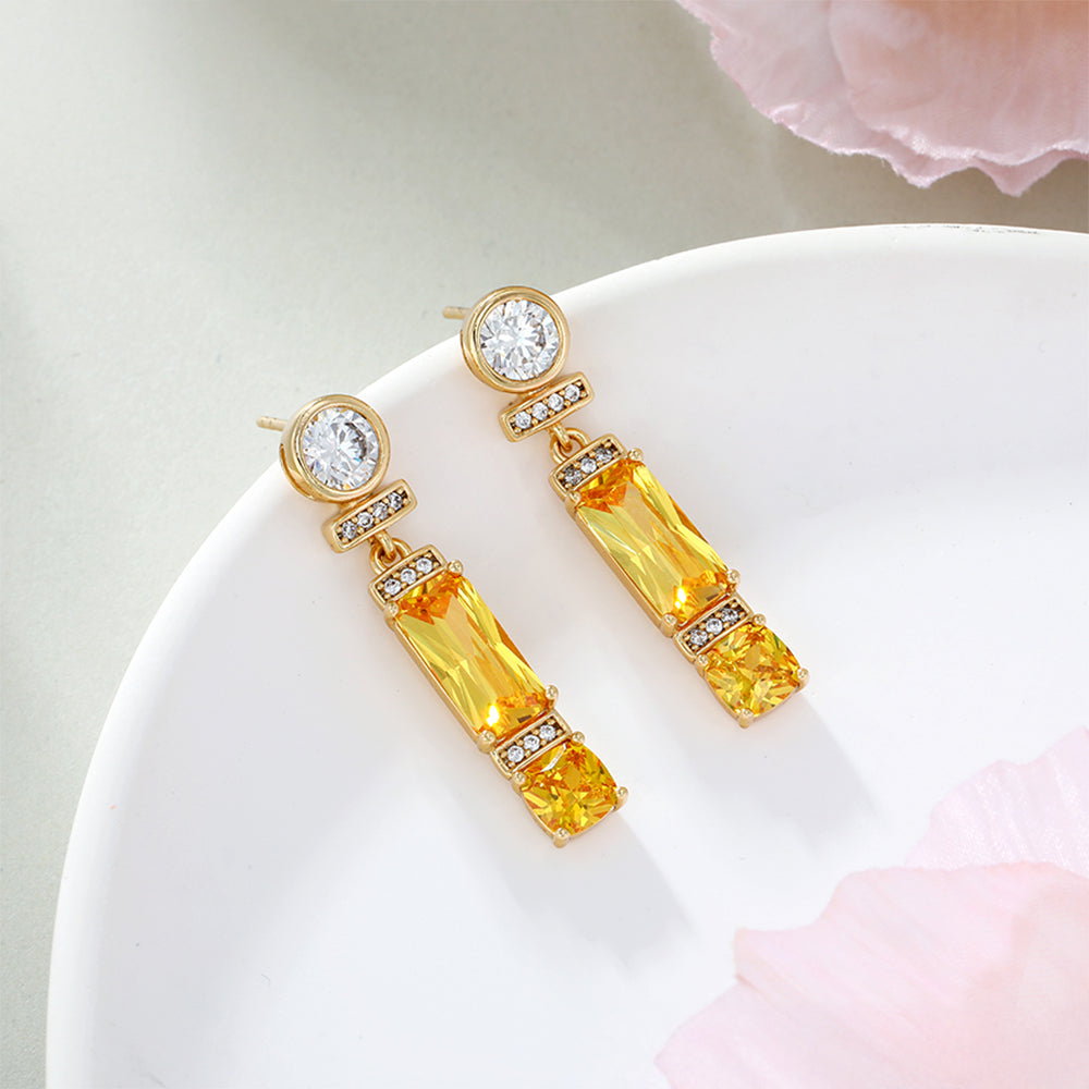 Pendientes de Aleación Bañado en Oro con Cristal Emporia® Amarillo y Cristal Emporia® Blanco 5 