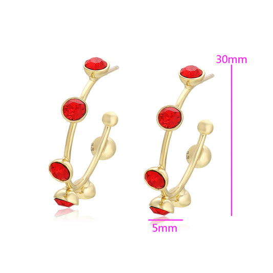Pendientes de Aleación Bañado en Oro con Cristal Emporia® Rojo