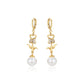 Pendientes de Aleación Bañado en Oro con Perla de cristal y Cristal Emporia® Blanco