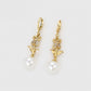 Pendientes de Aleación Bañado en Oro con Perla de cristal y Cristal Emporia® Blanco