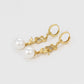 Pendientes de Aleación Bañado en Oro con Perla de cristal y Cristal Emporia® Blanco