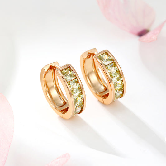 Pendientes de Aleación Bañado en Oro con Cristal Emporia® Verde