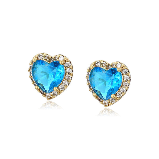 Pendientes de Aleación Bañado en Oro con Cristal Emporia® Azul