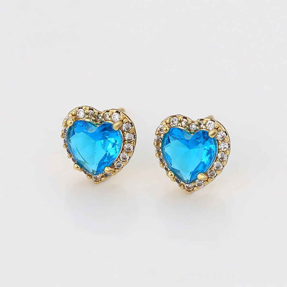 Pendientes de Aleación Bañado en Oro con Cristal Emporia® Azul 3 