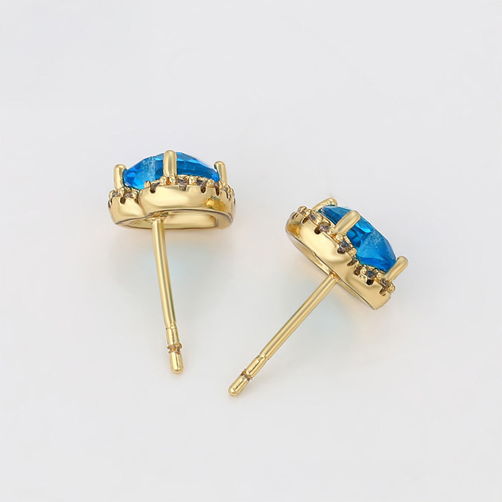 Pendientes de Aleación Bañado en Oro con Cristal Emporia® Azul 4 
