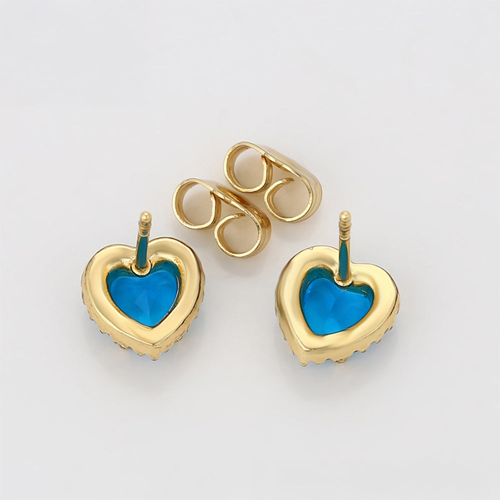 Pendientes de Aleación Bañado en Oro con Cristal Emporia® Azul 5 