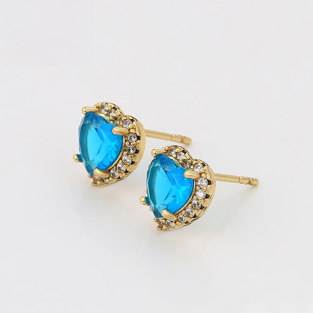 Pendientes de Aleación Bañado en Oro con Cristal Emporia® Azul 6 