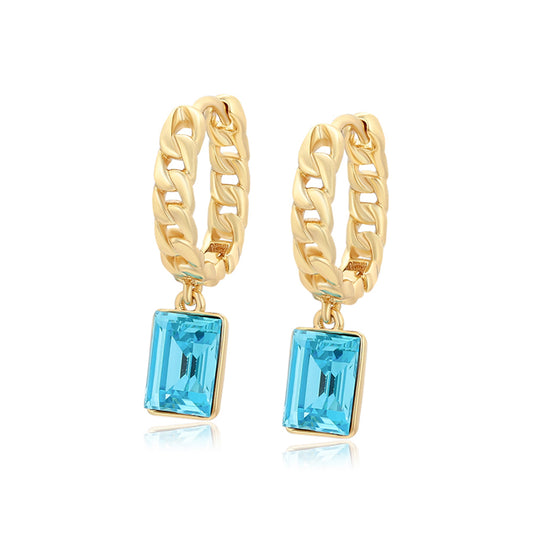 Pendientes de Aleación Bañado en Oro con Cristal Emporia® Azul