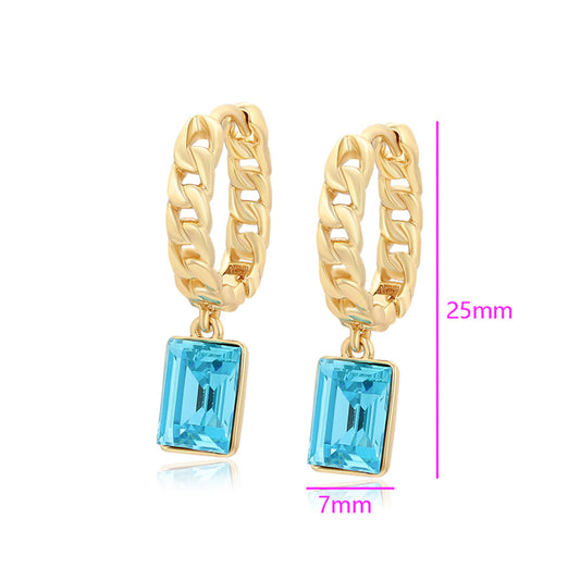 Pendientes de Aleación Bañado en Oro con Cristal Emporia® Azul