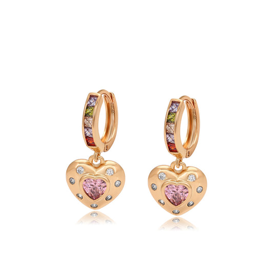 Pendientes de Aleación Bañado en Oro con Cristal Emporia® Rosa y Cristal Emporia® Blanco