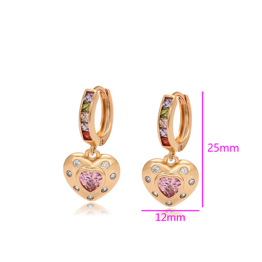 Pendientes de Aleación Bañado en Oro con Cristal Emporia® Rosa y Cristal Emporia® Blanco