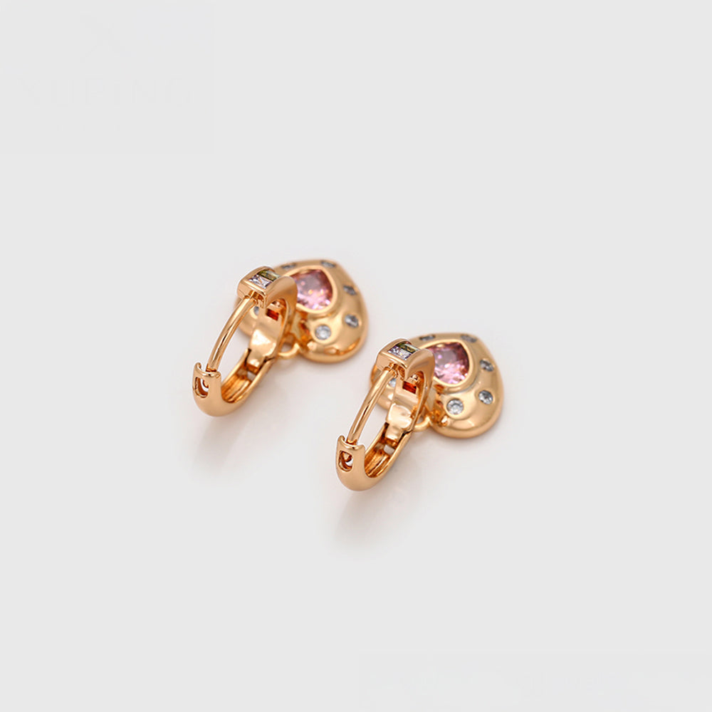 Pendientes de Aleación Bañado en Oro con Cristal Emporia® Rosa y Cristal Emporia® Blanco 3 