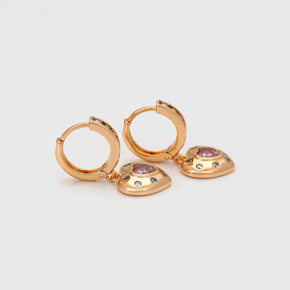 Pendientes de Aleación Bañado en Oro con Cristal Emporia® Rosa y Cristal Emporia® Blanco 4 