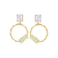 Pendientes de Aleación Bañado en Oro con Cristal Emporia® Verde y Cristal Emporia® Blanco