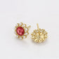 Pendientes de Aleación Bañado en Oro con Cristal Emporia® Rojo y Perla de cristal