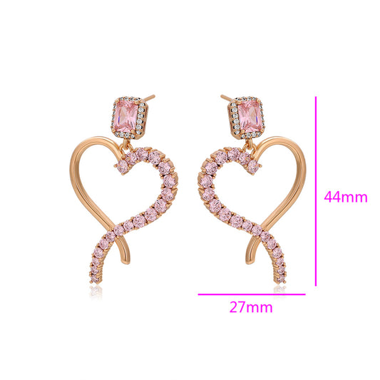 Pendientes de Aleación Bañado en Oro con Cristal Emporia® Rosa