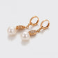Pendientes de Aleación Bañado en Oro con Perla de cristal y Cristal Emporia® Blanco