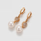 Pendientes de Aleación Bañado en Oro con Perla de cristal y Cristal Emporia® Blanco