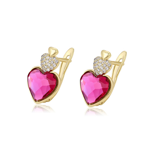 Pendientes de Aleación Bañado en Oro con Cristal Emporia® Rosa y Cristal Emporia® Blanco