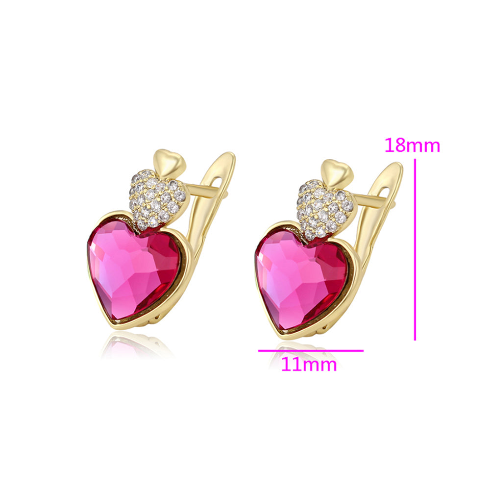 Pendientes de Aleación Bañado en Oro con Cristal Emporia® Rosa y Cristal Emporia® Blanco 2 